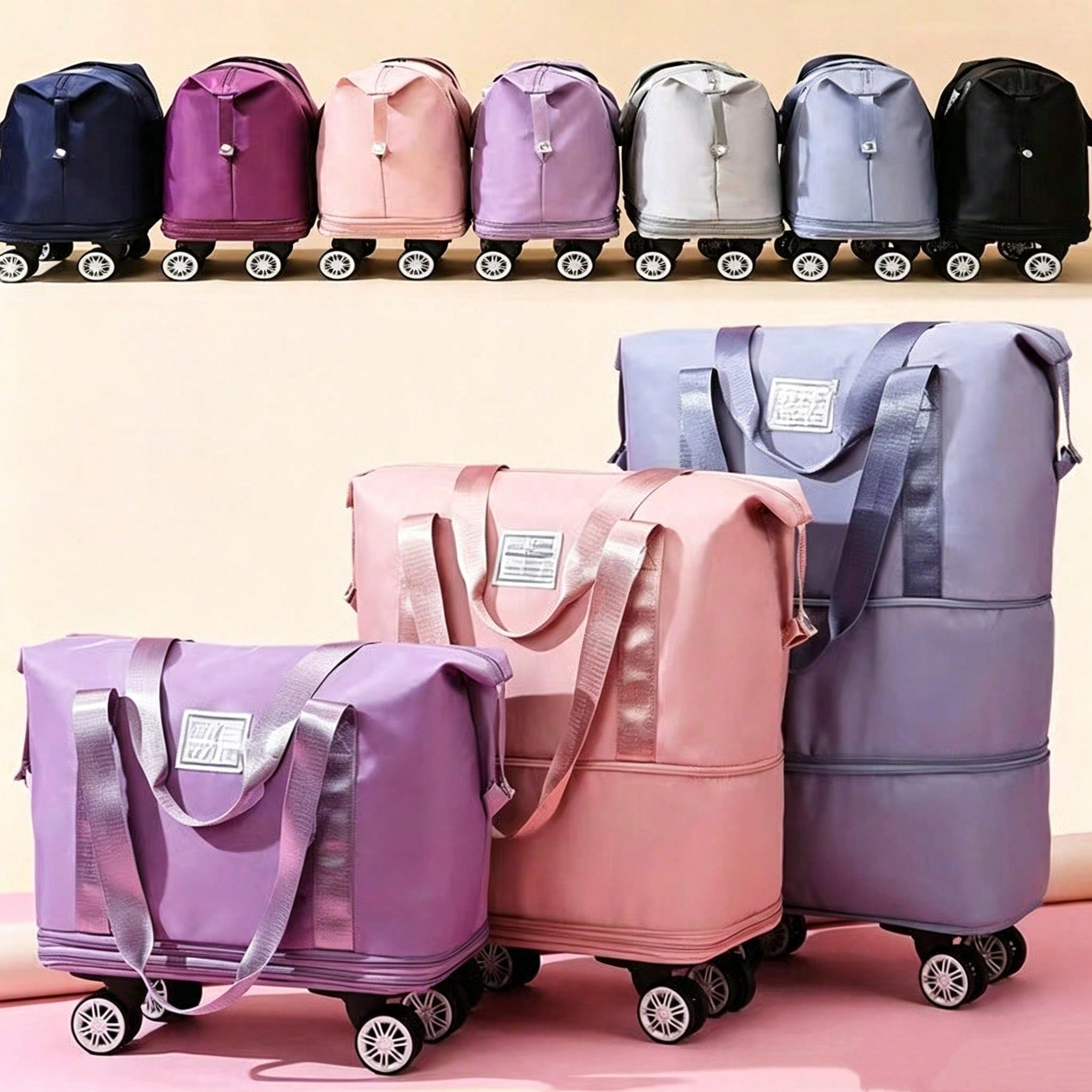 Foldable Rolling Luggage Bag - Mala de viagem expansível com rodinhas,