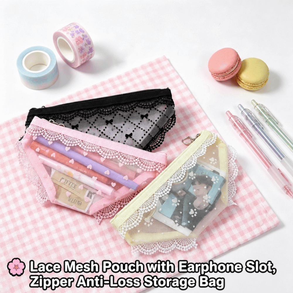 Cosmetic Bags - Bolsa de armazenamento em renda e